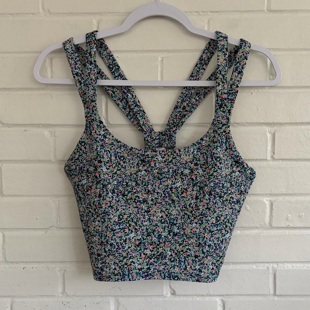 Sage Collective‎ Blue Floral Longline Sports Bra, SZ M LIKE NEW